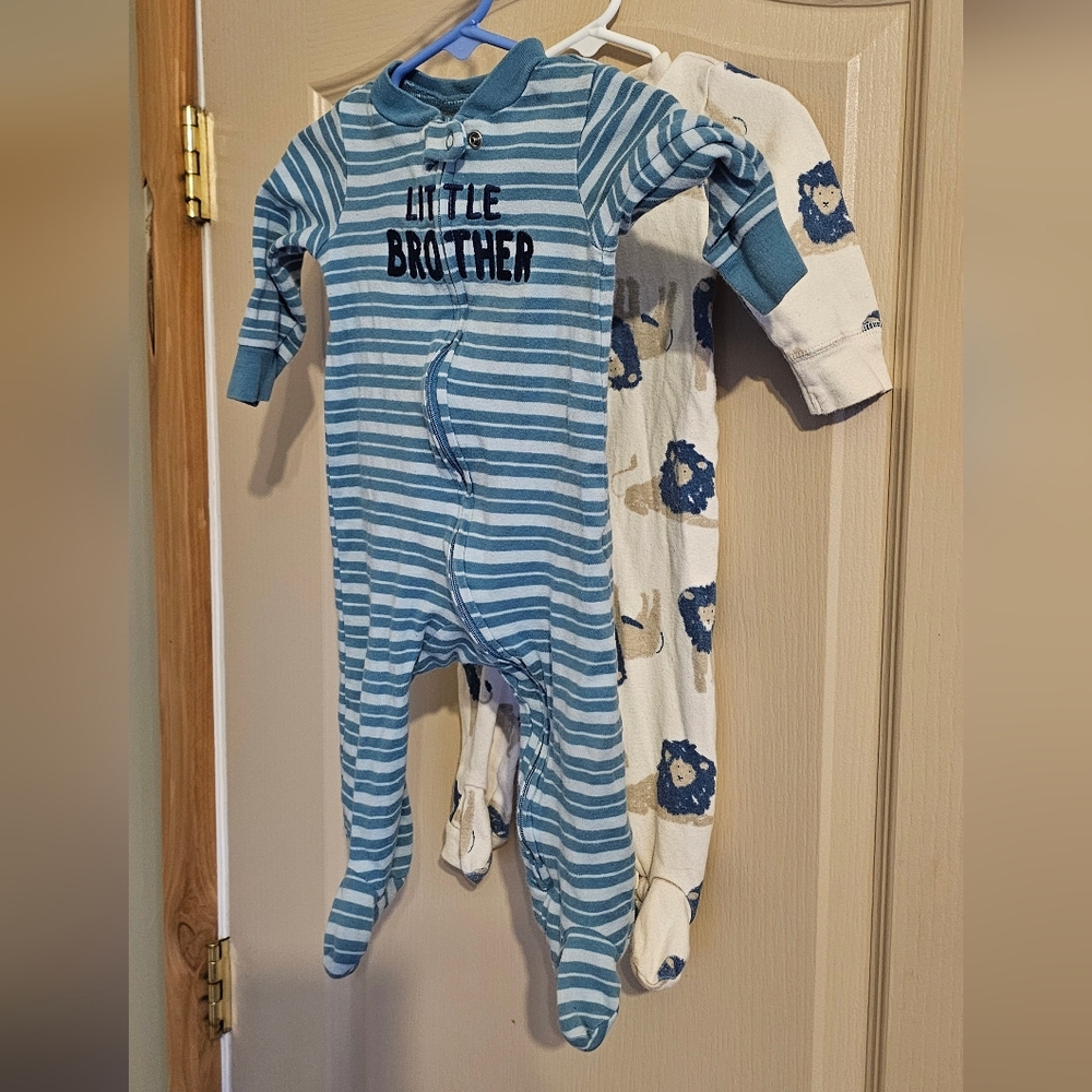 Carters 9 Month‎ Sleeper Pajama Bundle Little Brother Full Zip & Unzip LOT